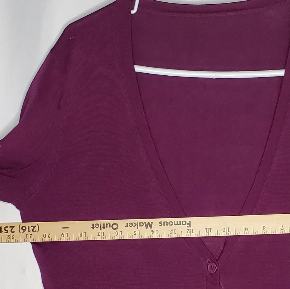 Coldwater Creek Button Cardigan Women 1X V-Neck‎ Purple Silk Cotton Knit Preppy